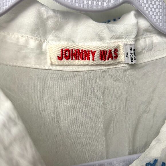 Johnny Was Zodea Almeria White Embroidered Button Front Top PL - Picture 4 of 13